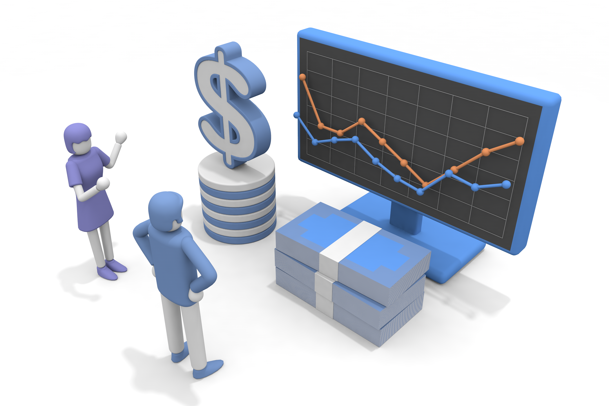 お金の流れを説明する女性。 - フリーで使えるイラスト。メンバー登録なし。サイズ：2,100×1,400