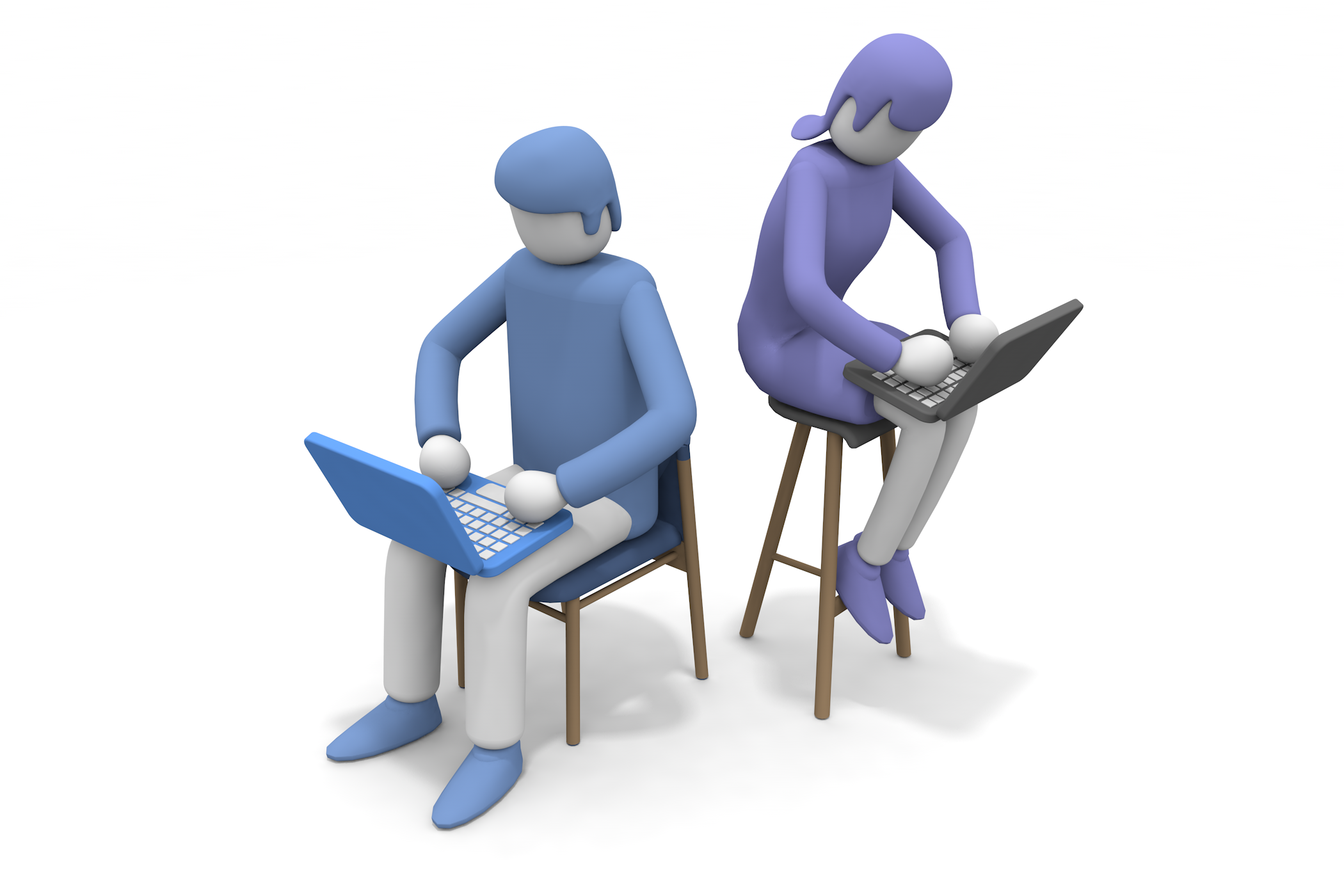 熱心に仕事に励む、男女2人。 - フリーで使えるイラスト。メンバー登録なし。サイズ：2,100×1,400