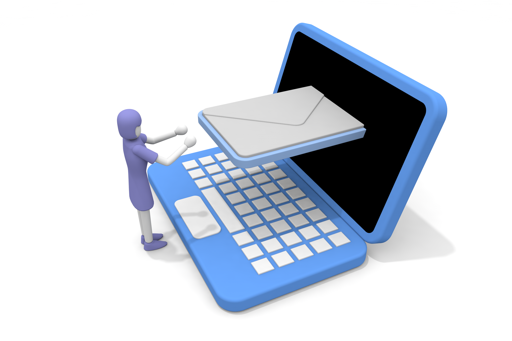 急ぎのメールが届く、受け取る人物。 - フリーで使えるイラスト。メンバー登録なし。サイズ：2,100×1,400