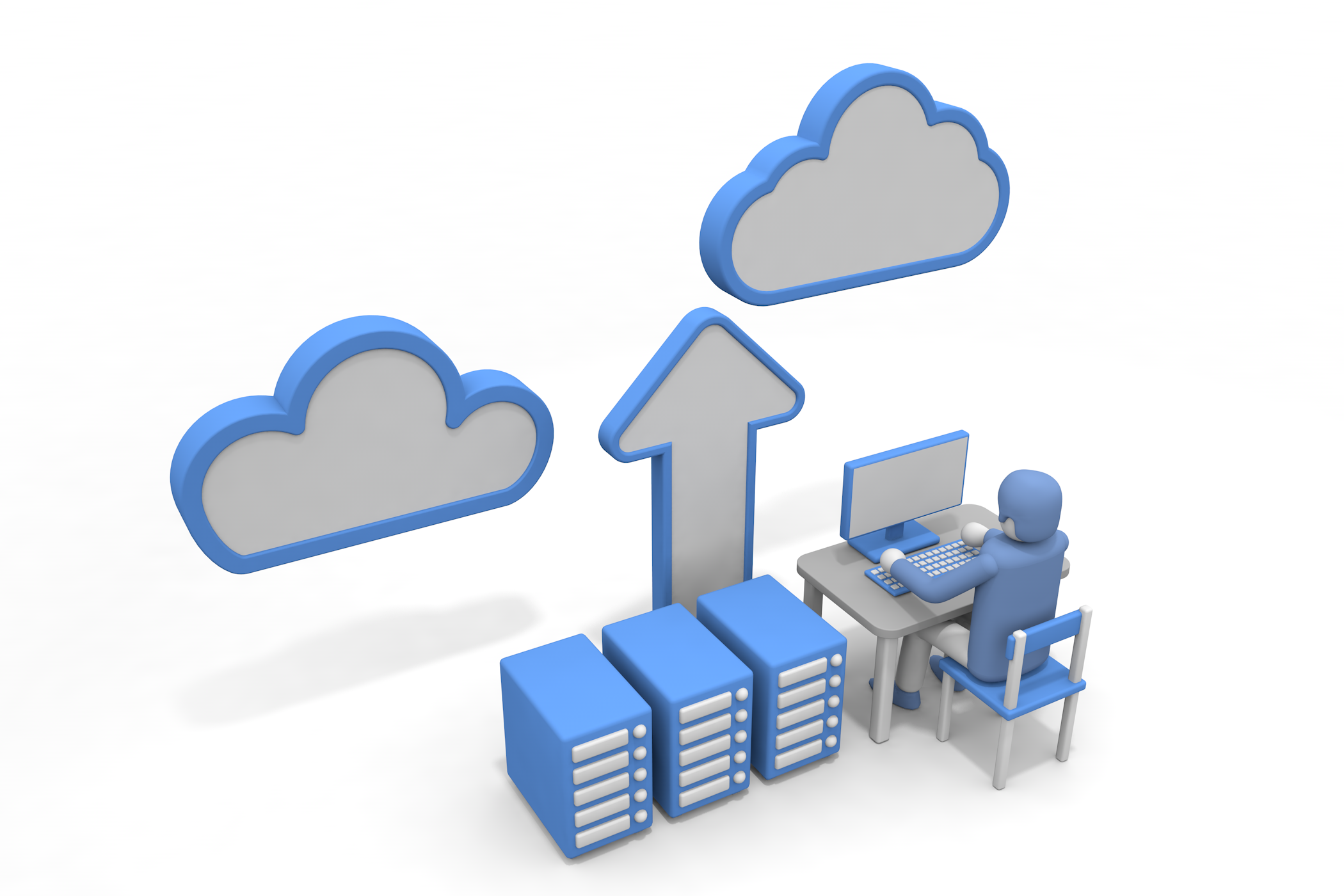 仕事のデータをクラウド上にアップする。 - フリーで使えるイラスト。メンバー登録なし。サイズ：2,100×1,400