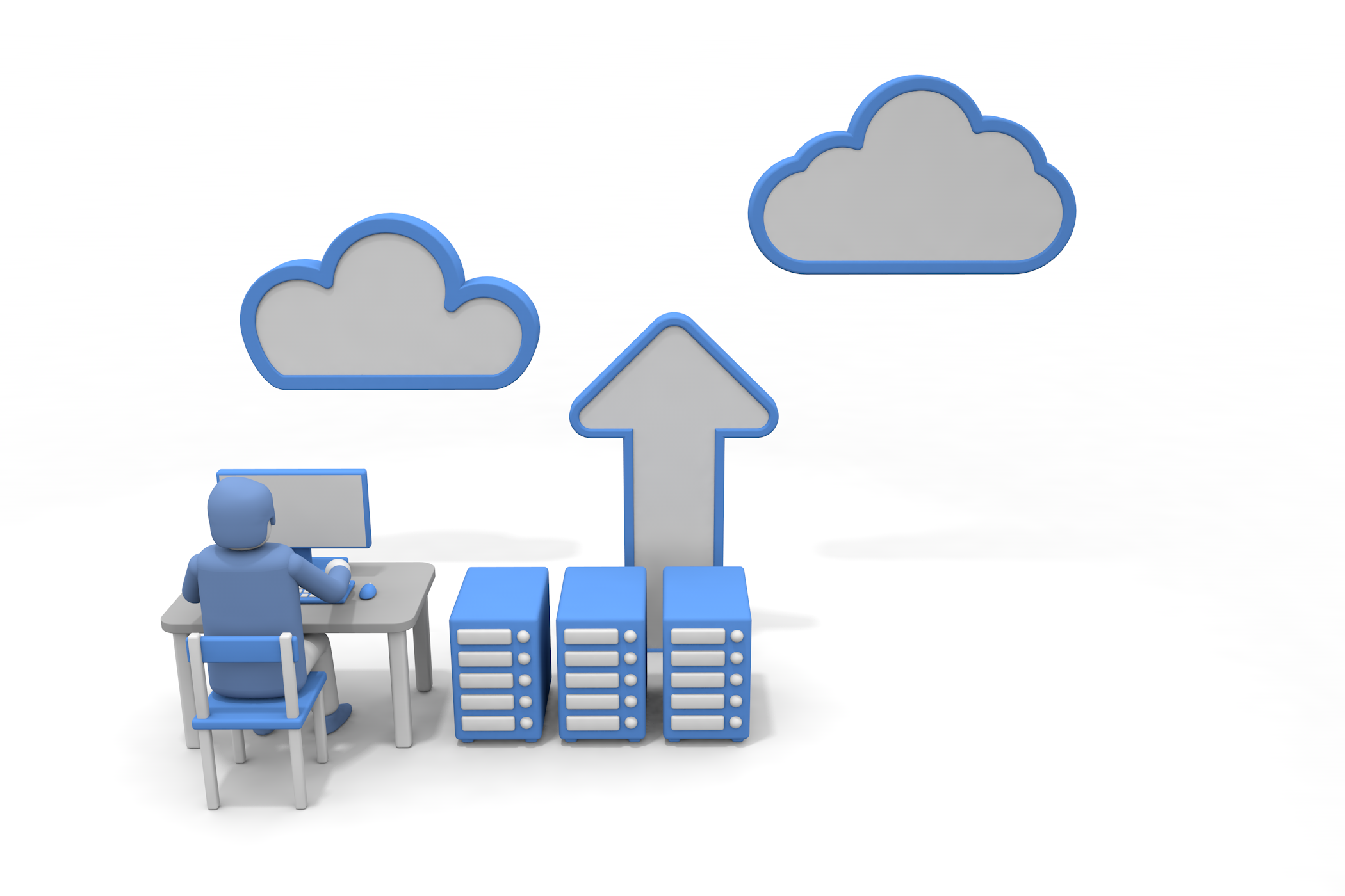 雲のようなクラウドシステムを利用する。 - フリーで使えるイラスト。メンバー登録なし。サイズ：2,100×1,400