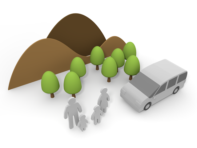 山｜車｜ファミリー｜旅行 - ピクトサイン / アイコン / クリップアート / 無料 / ダウンロード / 人物 / 高品質3Dイラスト