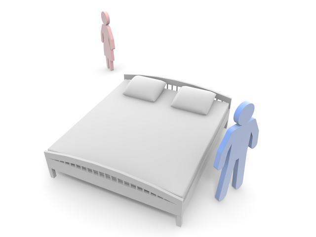 すれ違い｜ベッド｜寝室 - ピクトサイン / アイコン / クリップアート / 無料 / ダウンロード / 人物 / 高品質3Dイラスト