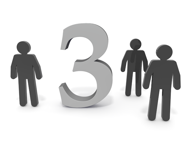 三人｜数字の3 - ピクトサイン / アイコン / クリップアート / 無料 / ダウンロード / 人物 / 高品質3Dイラスト