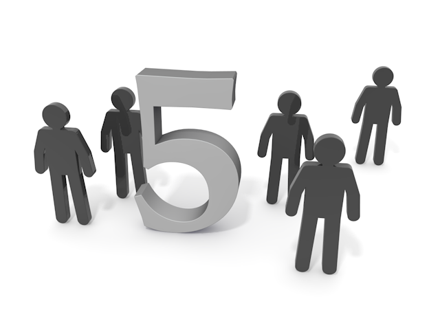 五人｜数字の5 - ピクトサイン / アイコン / クリップアート / 無料 / ダウンロード / 人物 / 高品質3Dイラスト