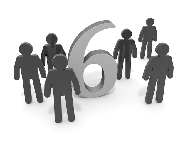 六人｜数字の6 - ピクトサイン / アイコン / クリップアート / 無料 / ダウンロード / 人物 / 高品質3Dイラスト