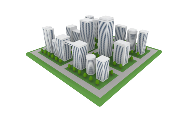 不動産 / オフィスビル / 施設 - 住宅/イラスト/マンション/ビル/写真/フリー素材/人物