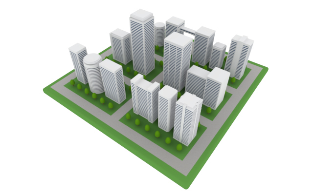 建築物 / 合成 / 住まい - 住宅/イラスト/マンション/ビル/写真/フリー素材/人物