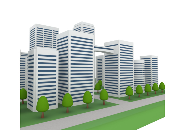 アパート / 集合住宅 / マンション - 住宅/イラスト/マンション/ビル/写真/フリー素材/人物