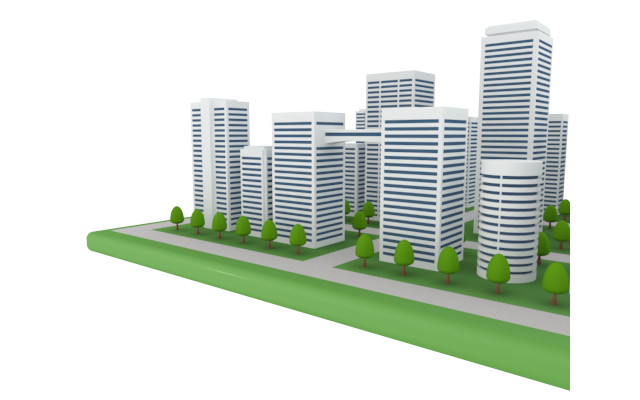 運輸業 / 配送トラック - 住宅/イラスト/マンション/ビル/写真/フリー素材/人物