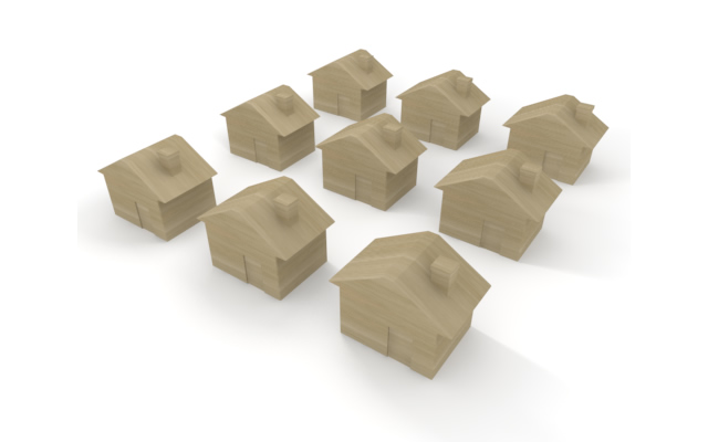 物件 / 集合住宅 / 横長 - 住宅/イラスト/マンション/ビル/写真/フリー素材/人物