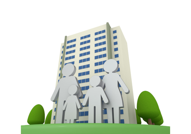 住宅街 / 街並 - 住宅/イラスト/マンション/ビル/写真/フリー素材/人物