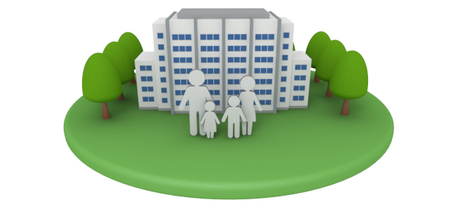 マイホーム / 保険 - 住宅/イラスト/マンション/ビル/写真/フリー素材/人物