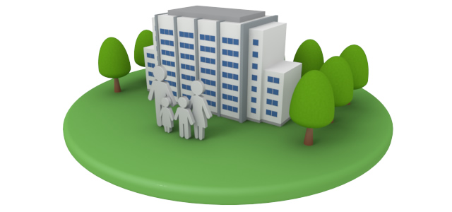 都市 / 町 / グリーン - 住宅/イラスト/マンション/ビル/写真/フリー素材/人物