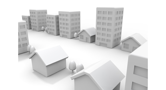 一列 / 住居 / 並び - 住宅/イラスト/マンション/ビル/写真/フリー素材/人物