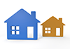 住宅 - 黄色 - ブルー｜アイコン/家/ブルー｜黄色｜アイコン｜住宅｜シルエット｜家｜住まい - 不動産イラスト｜住宅・人物｜フリー素材