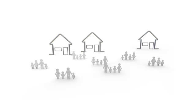 水漏れ事故 / 補償 - 住宅/イラスト/マンション/ビル/写真/フリー素材/人物