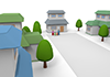道路/住宅街/暮らし｜暮らし｜住宅｜不動産｜父｜母｜子供｜家族｜毎日 - ファミリー - 街 - 不動産イラスト｜住宅・人物｜フリー素材