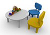 テーブル/椅子/不動産｜椅子｜積み木｜住宅｜椅子｜4個｜ブルー｜レッド - チェア - 4人 - 不動産イラスト｜住宅・人物｜フリー素材