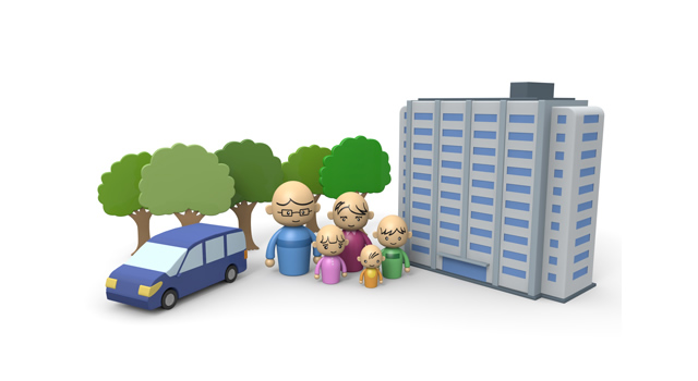 家 / 住宅 / 集合住宅 - 住宅/イラスト/マンション/ビル/写真/フリー素材/人物