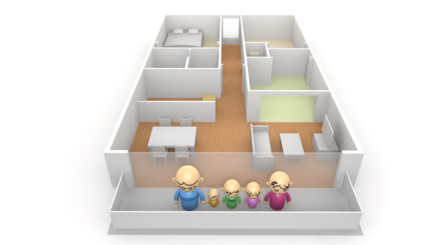 建築物 / 合成 / 住まい - 住宅/イラスト/マンション/ビル/写真/フリー素材/人物