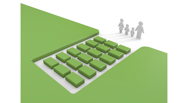 高層マンション / 青空 / 雲 - 住宅/イラスト/マンション/ビル/写真/フリー素材/人物