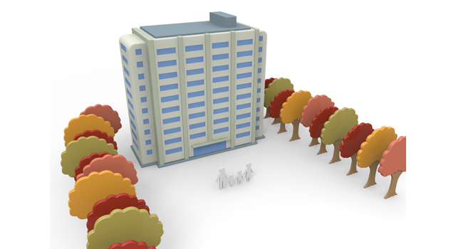 物件 / 集合住宅 / 横長 - 住宅/イラスト/マンション/ビル/写真/フリー素材/人物