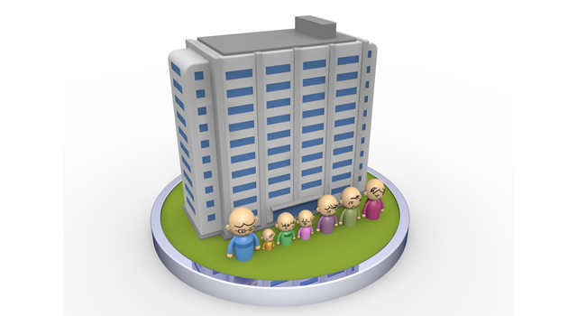 街並 / マイホーム - 住宅/イラスト/マンション/ビル/写真/フリー素材/人物