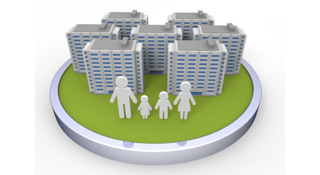 地震保険 / 住宅保険 - 住宅/イラスト/マンション/ビル/写真/フリー素材/人物