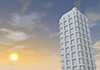 タワーマンション/夕陽/天候｜高層マンション-高いビル-建設｜高級マンション｜夕焼け｜反射｜青空｜マンション｜ビル - 不動産イラスト｜住宅・人物｜フリー素材