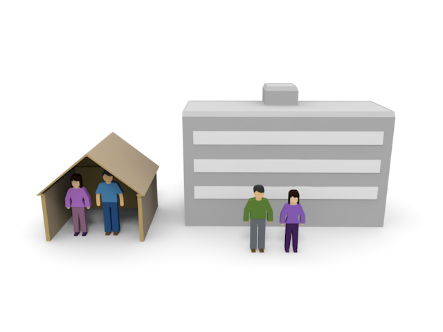 建築物 / 合成 / 住まい - 住宅/イラスト/マンション/ビル/写真/フリー素材/人物