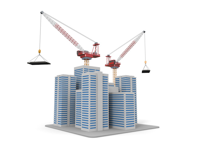 組み立て - 住宅/イラスト/マンション/ビル/写真/フリー素材/人物