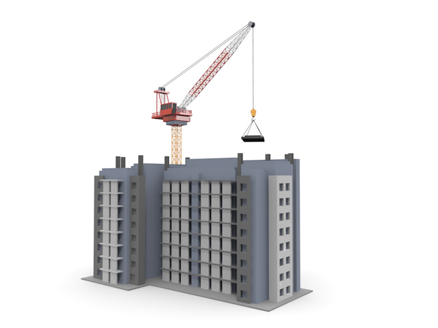 巨大クレーン - 住宅/イラスト/マンション/ビル/写真/フリー素材/人物