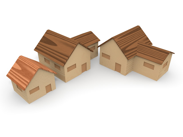 住宅街 - 住宅/イラスト/マンション/ビル/写真/フリー素材/人物