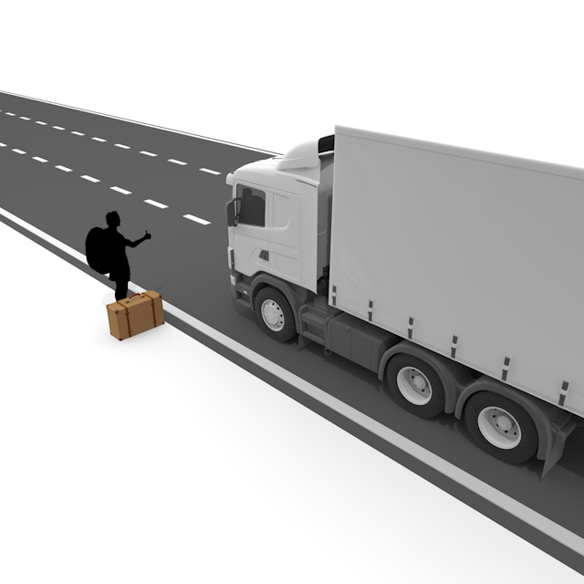 男性｜ヒッチハイク｜トラック - 永久無料/トラベル/観光/イラスト/写真/休み/フリー素材/フォト/旅/ダウンロード