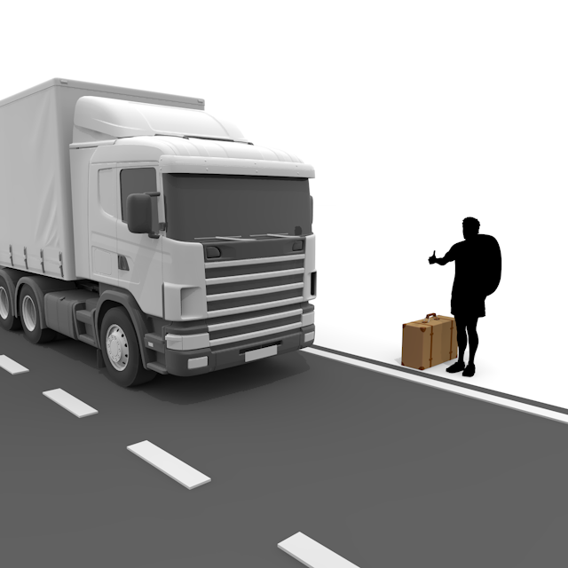 男性｜ヒッチハイク｜トラック - 永久無料/トラベル/観光/イラスト/写真/休み/フリー素材/フォト/旅/ダウンロード