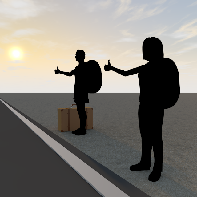 夕暮れ｜ヒッチハイク｜旅人 - 永久無料/トラベル/観光/イラスト/写真/休み/フリー素材/フォト/旅/ダウンロード