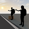 夕暮れ｜ヒッチハイク｜旅人 - 観光旅行｜無料イラスト素材