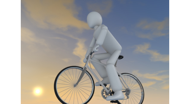 夕暮れ自転車 - 運動/大会/競技/勝つ/負ける/クリップアート/フリー/スポーツ屋外 / 挑戦 / 数字 / 横位置 / 決意 / 男子トラック競技