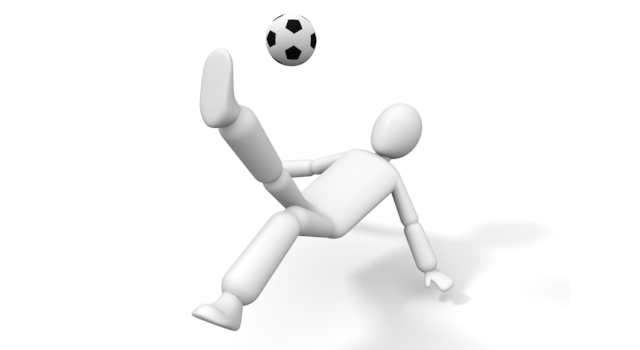 オーバーヘッドキック - 運動/大会/競技/勝つ/負ける/クリップアート/フリー/スポーツウェットスーツ / 影 / 男性のみ / 逆光 / 人物 / 全景 / 大人 / 水