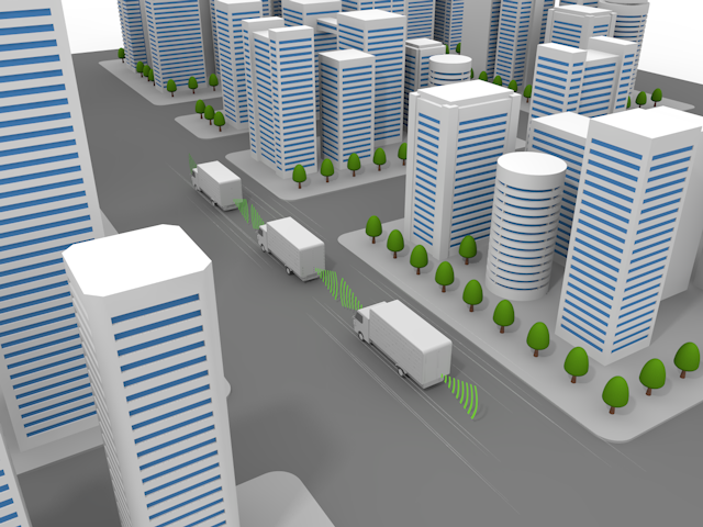 街中 | 自動運転車 | レーダー | 感知 - テクノロジー / 技術開発 / 写真 / 3D / 科学 / イラスト / フォト / 無料 / 機械