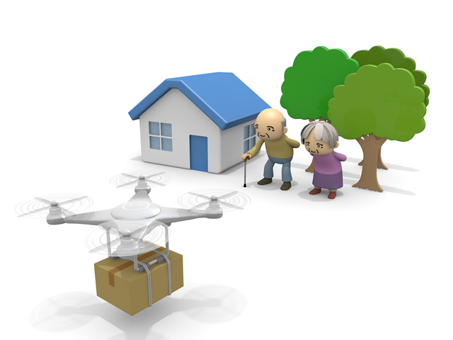 荷物/配達 / ドローン - テクノロジー / 技術開発 / 写真 / 3D / 科学 / イラスト / フォト / 無料 / 機械