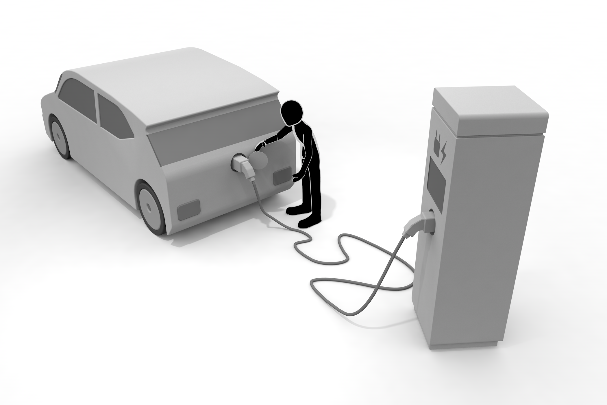 リチウムイオンバッテリー / バッテリー / 電気モーター / 普通充電 - イラスト/3Dレンダリング/フリー素材/商用使用OK