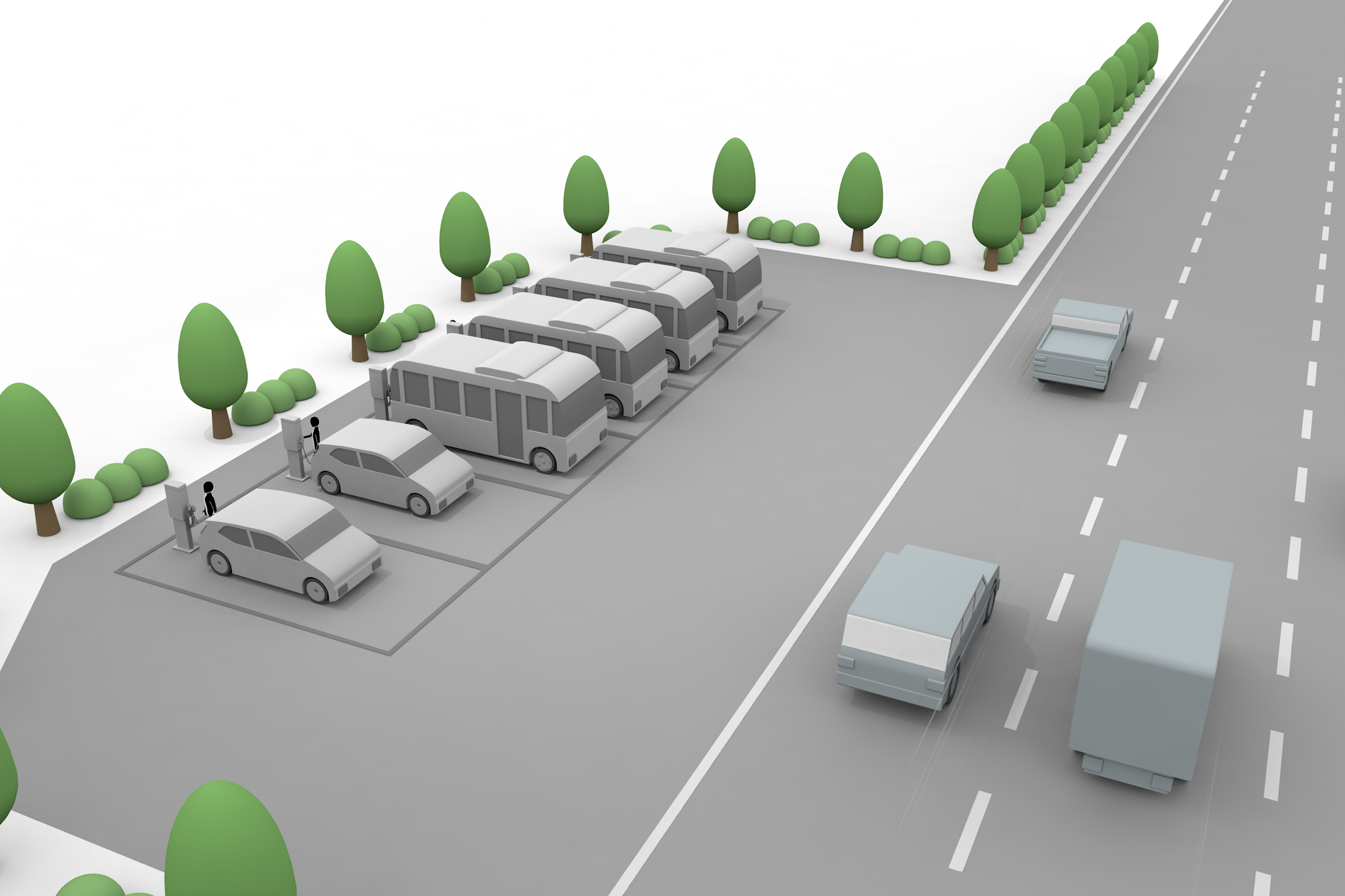 充電時間 / 充電用コンセント / エネルギー変換効率 / インフラの普及 - イラスト/3Dレンダリング/フリー素材/商用使用OK