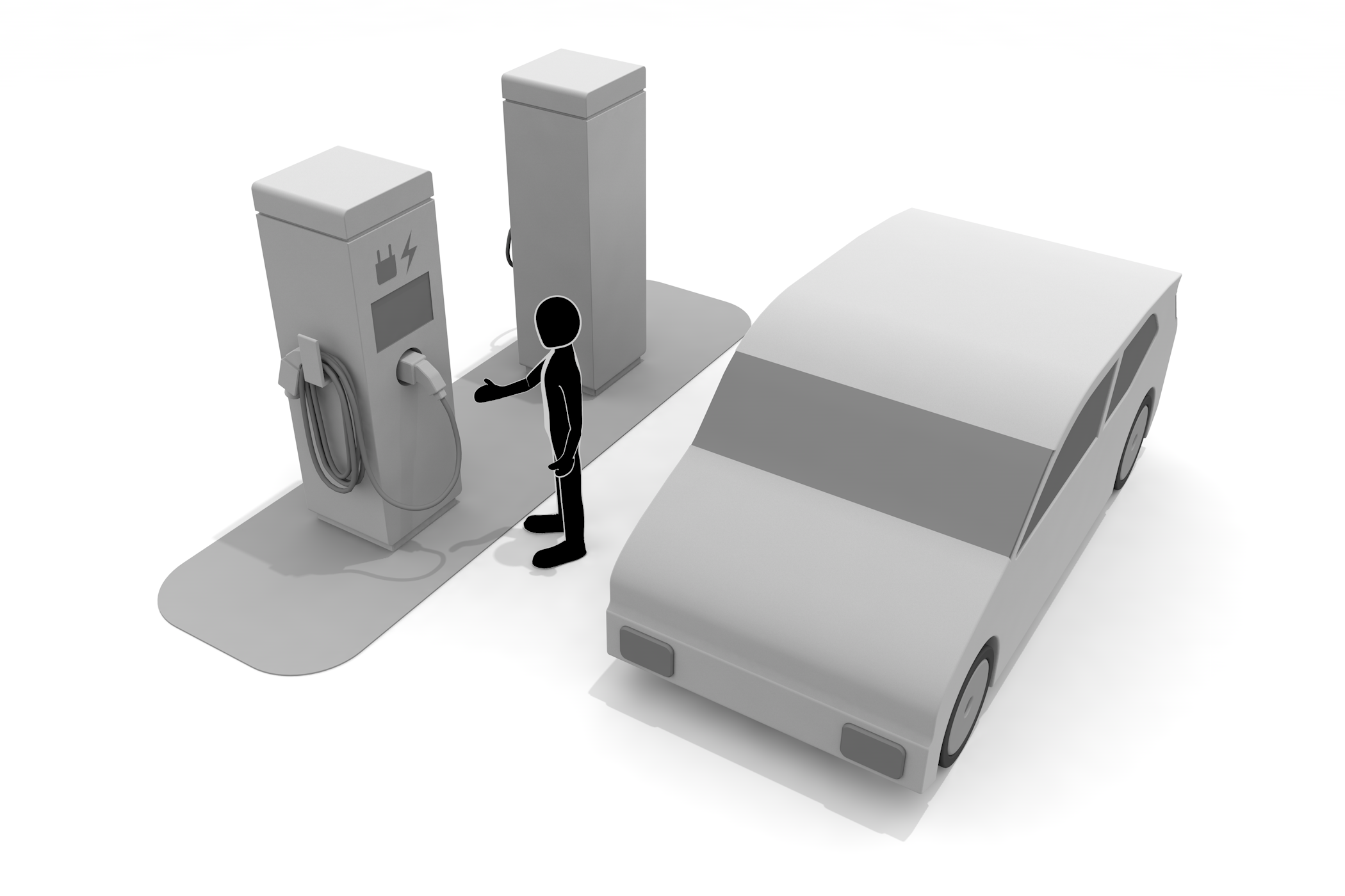 省エネ / ハイブリッドカー / クラフト / コピースペース - イラスト/3Dレンダリング/フリー素材/商用使用OK