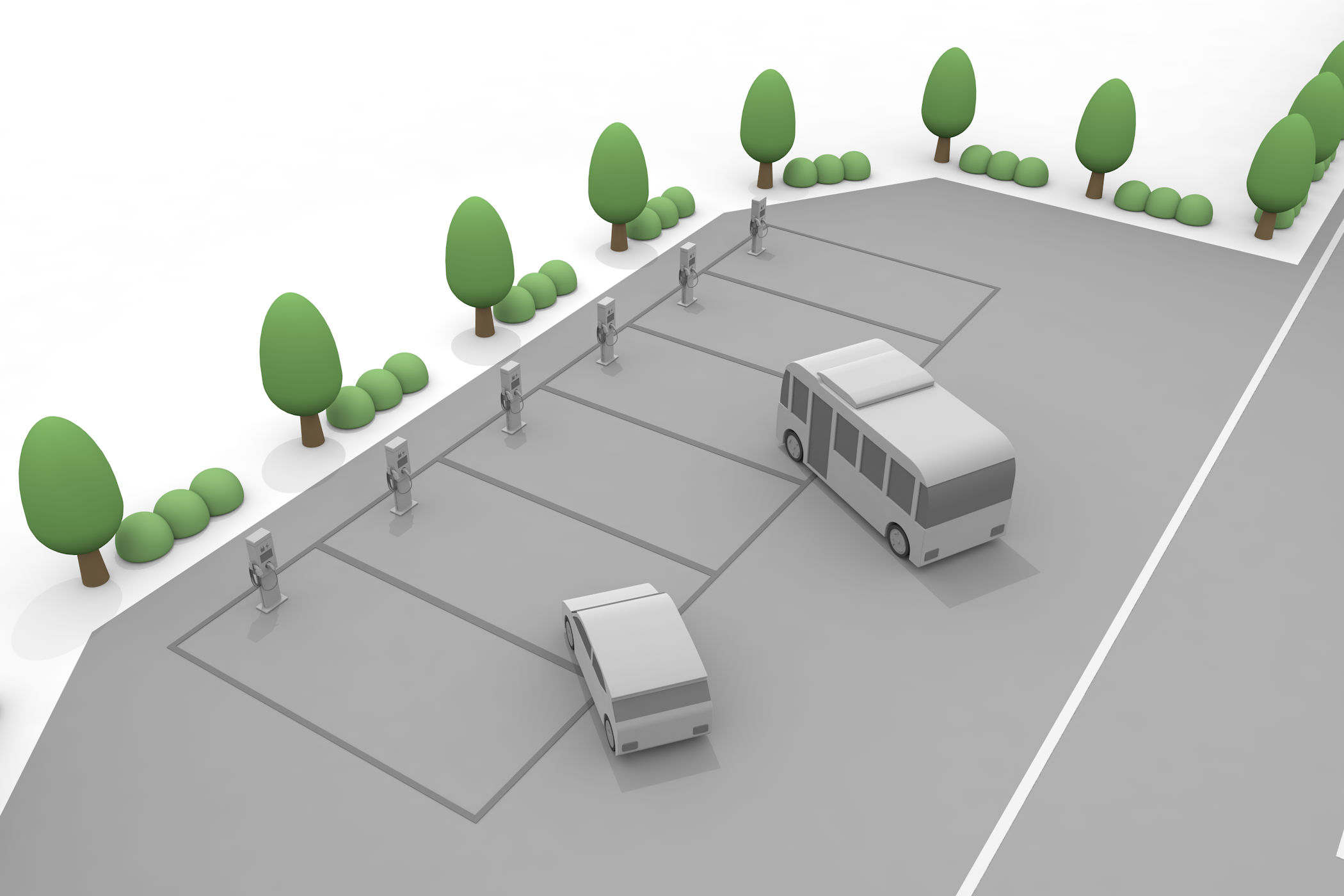 ケーブル / 乗用車 / 模型 / 白バック / ミニチュア / チャージ - イラスト/3Dレンダリング/フリー素材/商用使用OK