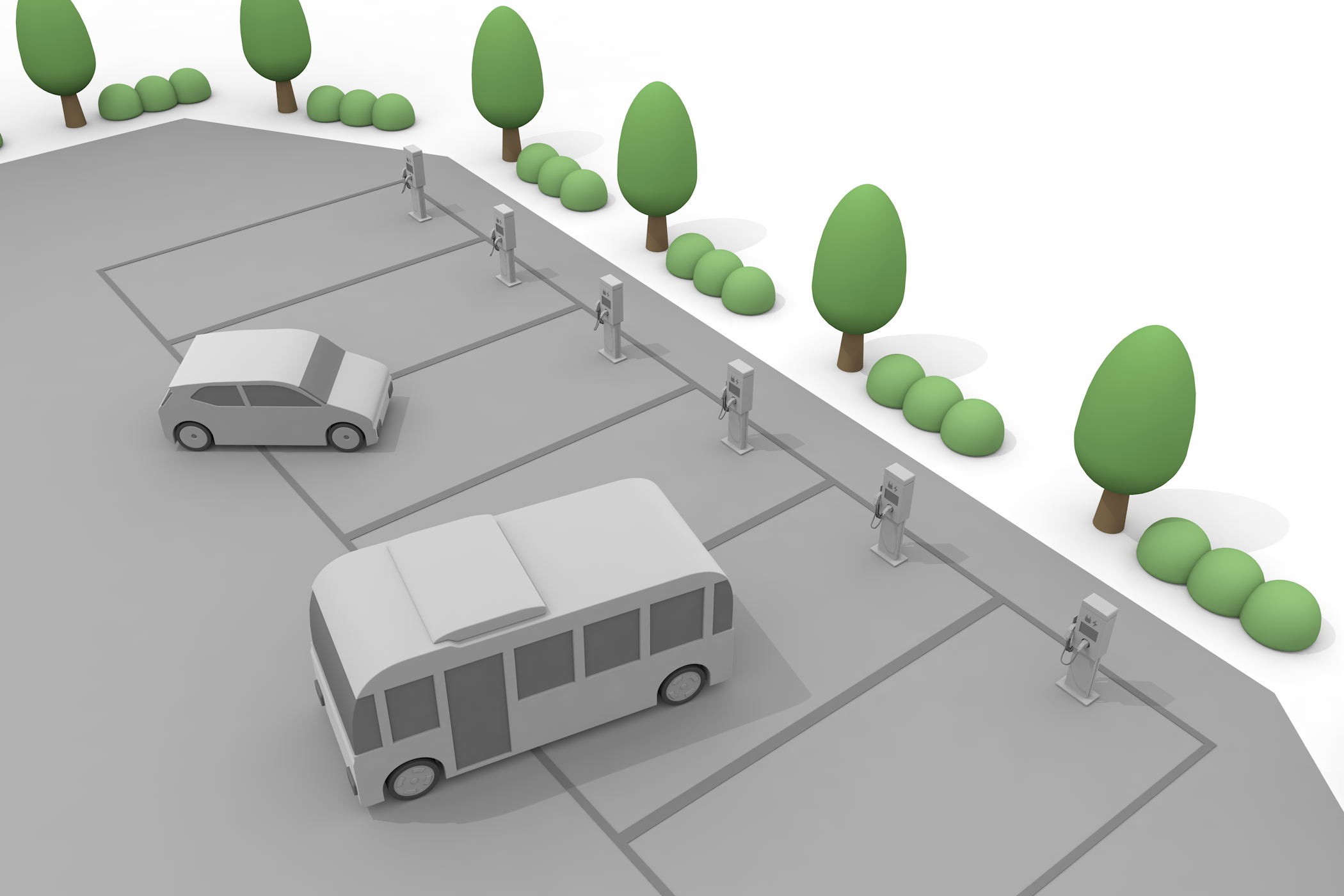 電気 / 電力 / 革命 / コンパクトEV / 白背景 / 省エネ / ジオラマ - イラスト/3Dレンダリング/フリー素材/商用使用OK