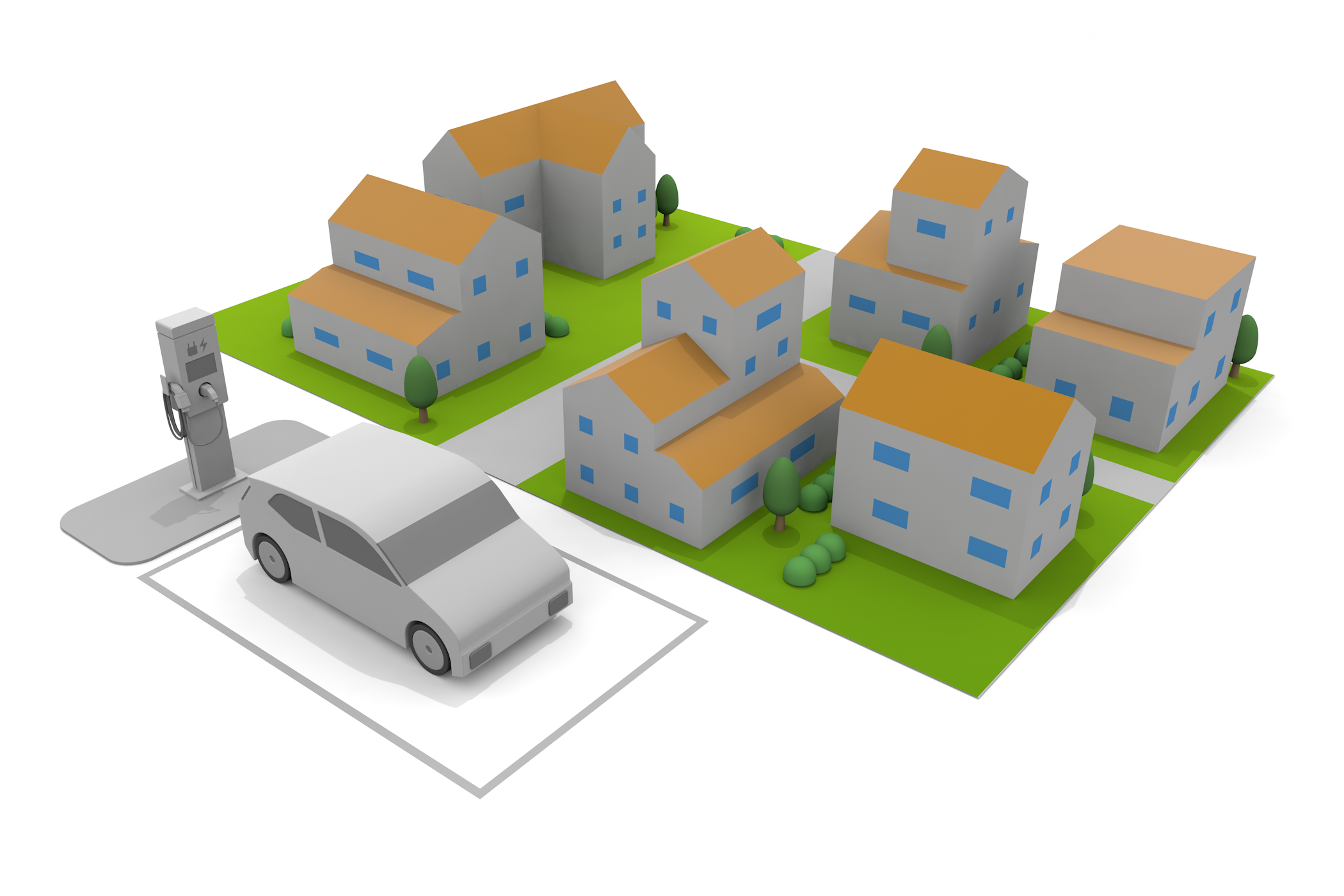 タイヤの空気圧を適正値/自動車修理店/バッテリーの保証期間 - イラスト/3Dレンダリング/フリー素材/商用使用OK