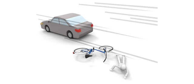 自動車｜自転車｜交通事故 - 運転/あおり/ハンドル/ドライバー/危険/事故/イラスト/3Dレンダリング