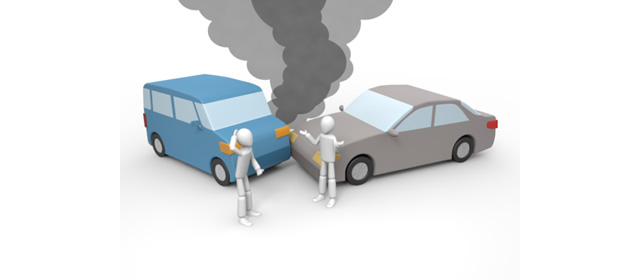 衝突事故｜自動車同士 - 運転/あおり/ハンドル/ドライバー/危険/事故/イラスト/3Dレンダリング